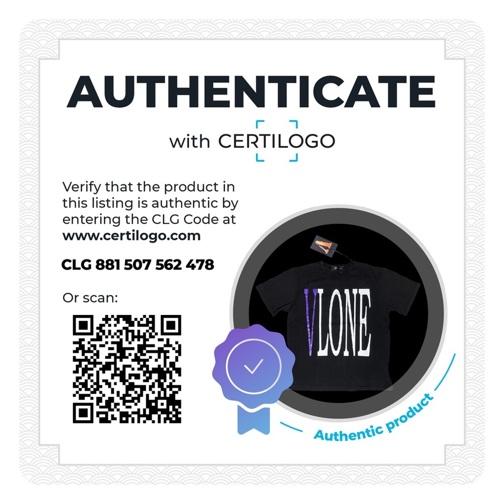 Vlone Purple Staple Tee Black Authentic With Certilogo Tags - Picture 9 of 9